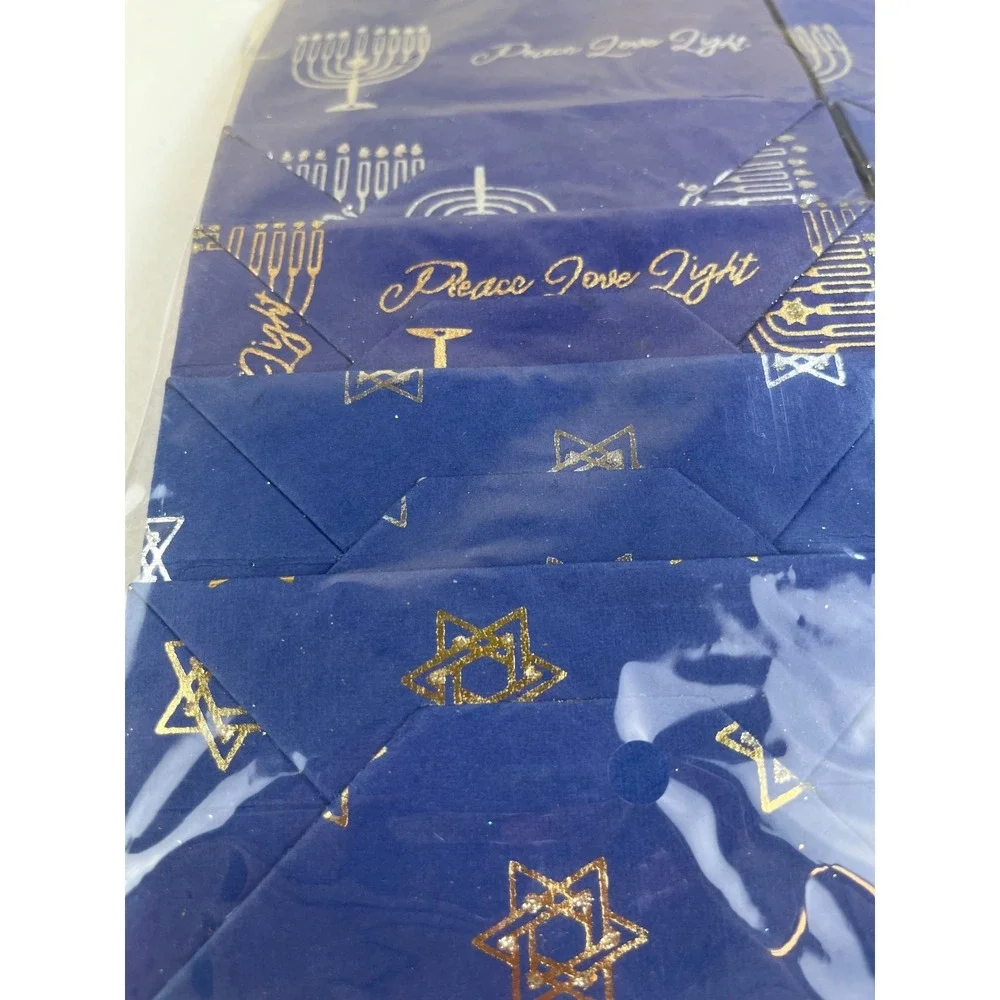 EcoLuxe Hanukkah Gift Bags Set of 8 Handmade 7x5x2.5 Peace Love Light Menorah